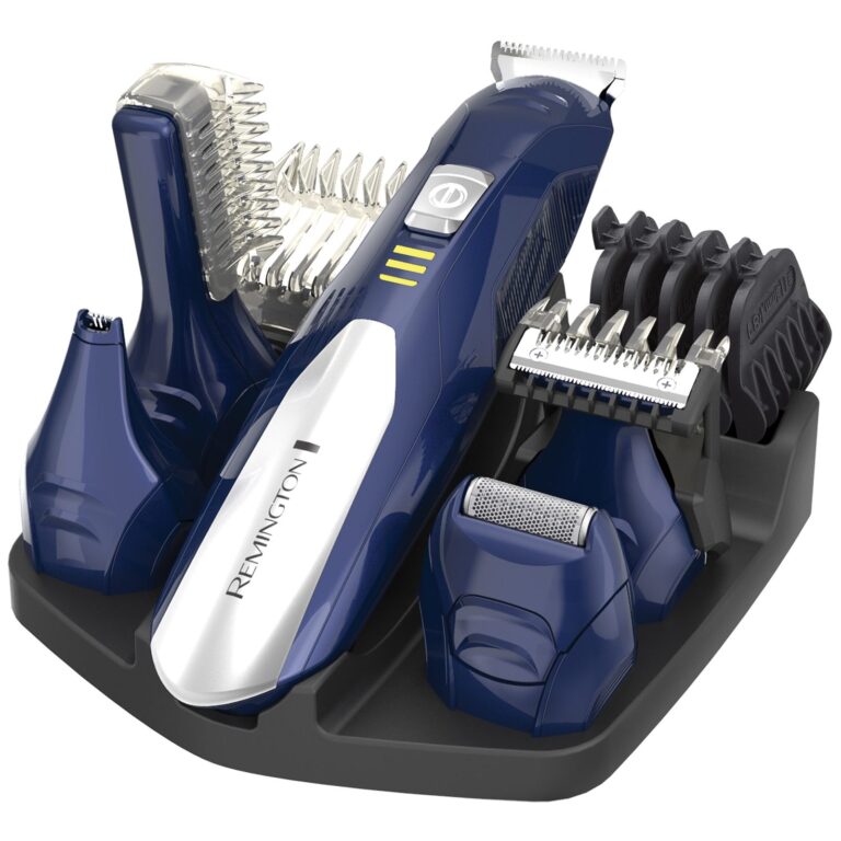Set tuns facial si corporal Remington PG6045, 5 capete, Acumulator, Albastru/Argintiu