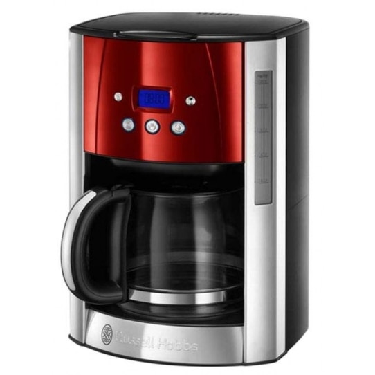 Aparat cafea, Russell Hobbs, 1.8 L, Afisaj LCD albastru, Rosu