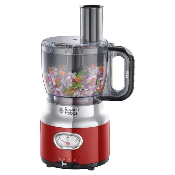 Robot de bucatarie Russell Hobbs Retro Red, 850W, bol 2.3l, vas blender 1.7l, 2 viteze, functie Pulse, Rosu