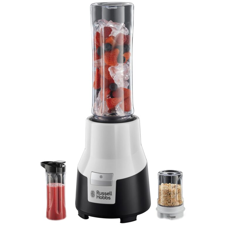 Blender Russell Hobbs Aura 22340-56, 300 W, 0.6 l, extra recipient, Rasnita, Negru/Alb
