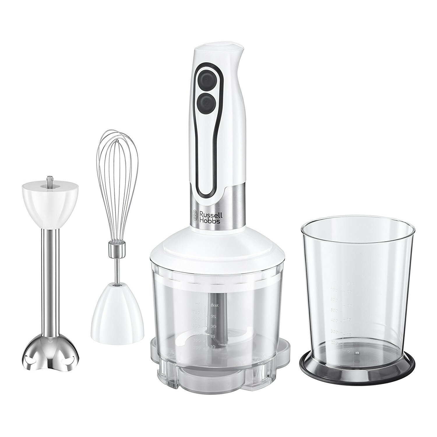 Mixer vertical 3 in 1 Russell Hobbs EasyPrep 22980-56, 700W, picior inox, Tel, Tocator, Pahar Gradat, Alb - Mixere Mixer vertical 3 in 1 Russell Hobbs EasyPrep 22980-56, 700W, picior inox, Tel, Tocator, Pahar Gradat, Alb