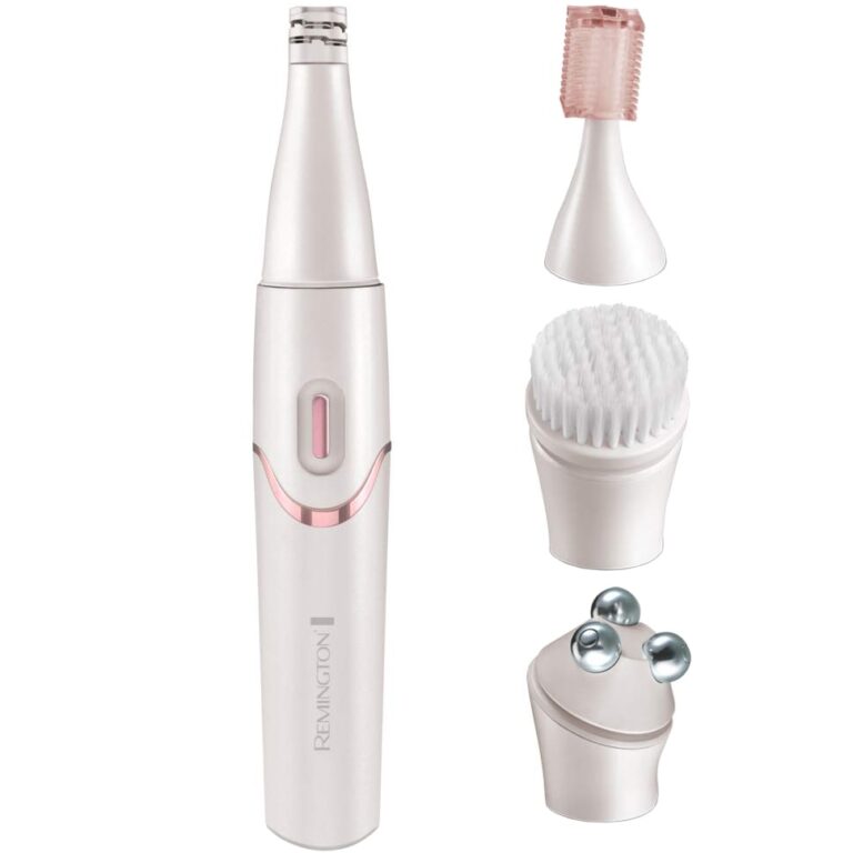Set de ingrijire faciala Remington Smooth & Silky EP7070, Epilator, Cap masaj, Perie faciala, Trimmer, Alb