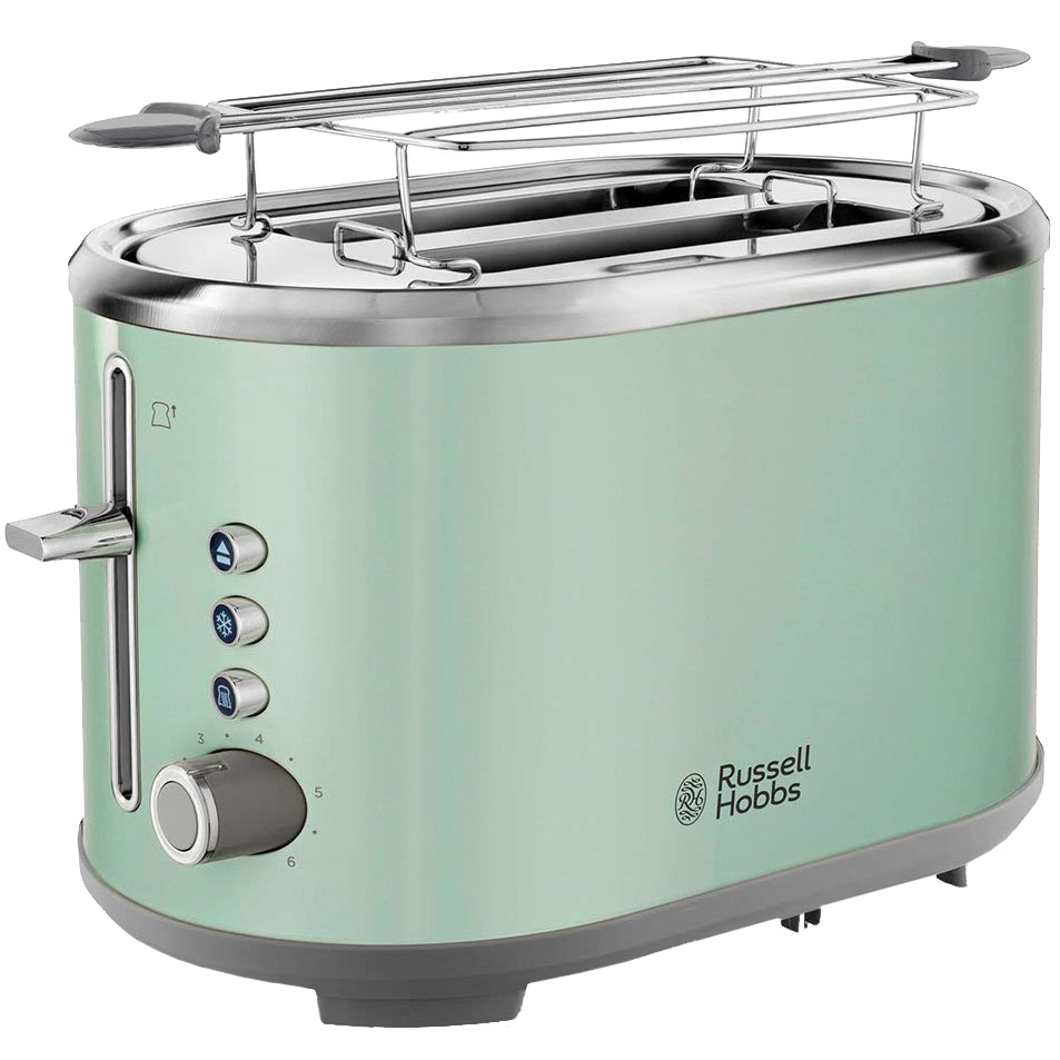 Prajitor de paine Russell Hobbs Bubble Soft Green 25080-56, 930 W, 2 fante extra-late, 6 setari, Decongelare, Inox - Prajitoare Prajitor de paine Russell Hobbs Bubble Soft Green 25080-56, 930 W, 2 fante extra-late, 6 setari, Decongelare, Inox