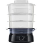 Aparat de gatit la aburi Philips Daily Collection HD9126/90, 900 W, 9 L, cronometru, 3 cosuri pentru gatire simultana