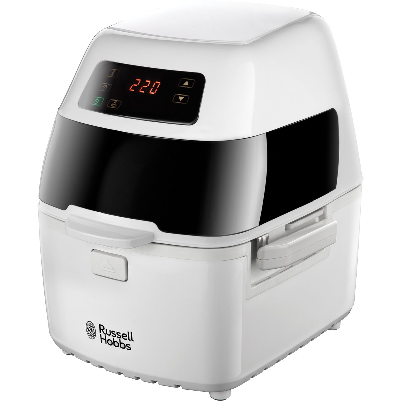 Friteuza Russell Hobbs CycloFry Plus 22101-56, 1300W, 220°C, accesorii incluse, control digital, 1kg, Alb - Friteuze Friteuza Russell Hobbs CycloFry Plus 22101-56, 1300W, 220°C, accesorii incluse, control digital, 1kg, Alb