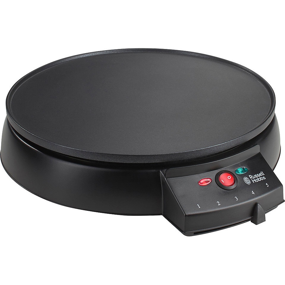 Aparat pentru preparat clatite Russell Hobbs 20920-56 Fiesta, 1000W, 30 cm, Termostat, Invelis antiaderent, Negru - Aparate de preparat desert Aparat pentru preparat clatite Russell Hobbs 20920-56 Fiesta, 1000W, 30 cm, Termostat, Invelis antiaderent, Negru