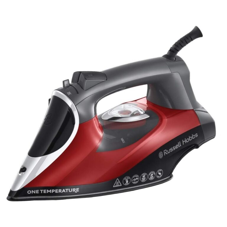 Fier de calcat Russell Hobbs One Temperature 25090-56, O singura temperatura, 2600 W, Talpa ceramica, 0.35 L, Rosu/Negru