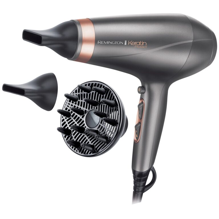 Uscator de par Remington Keratin Protect AC8820, 2200 W, 3 trepte de temperatura, 2 viteze, Gri/Aramiu