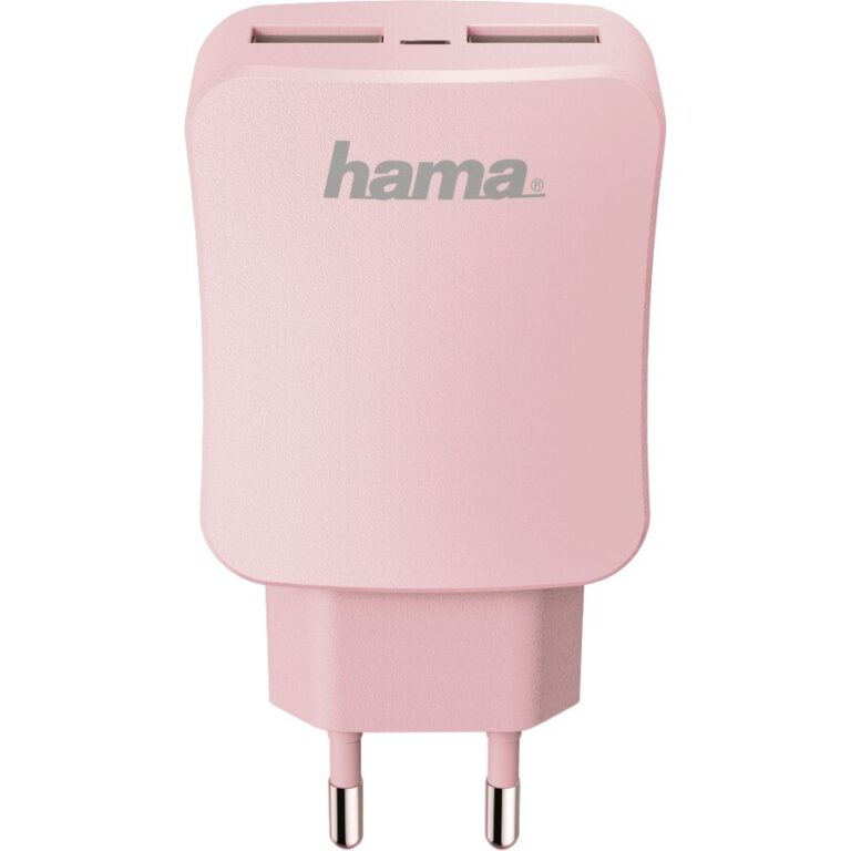 Incarcator priza Hama Design Line, 2xUSB, 3.4A, Rose