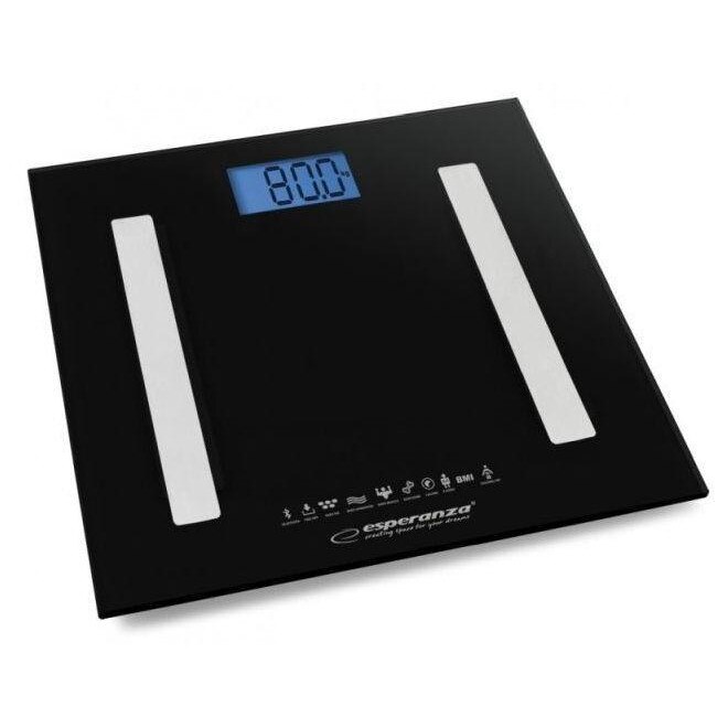 Cantar electronic de persoane Esperanza EBS016W, Bluetooth, 180kg, 30 x 30, Sticla securizata, Negru