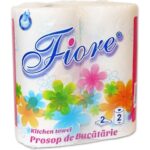 Set 2 role prosop de bucatarie Fiore, 2 straturi, 50 foi, Alb