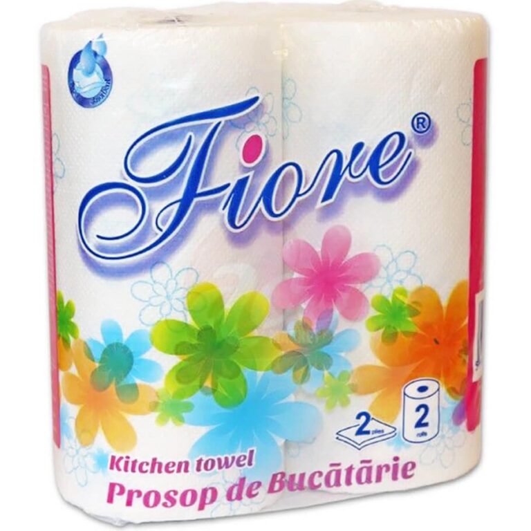 Set 2 role prosop de bucatarie Fiore, 2 straturi, 50 foi, Alb