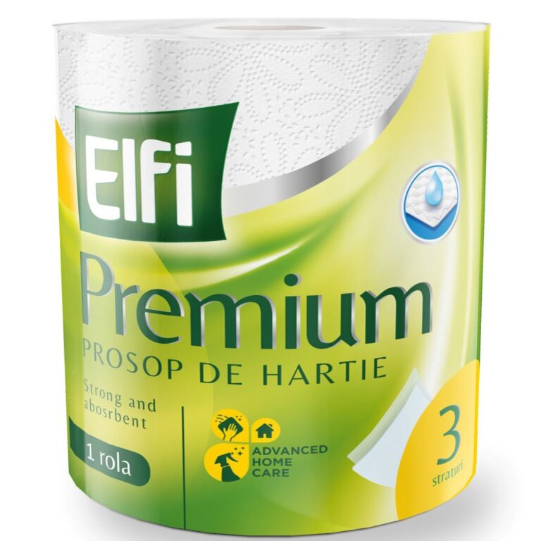 Prosop de bucatarie Elfi Premium, 3 straturi, 1 rola, 300 foi