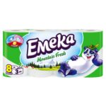 Hartie igienica Emeka, 3 straturi, 8 role, Mountain Fresh