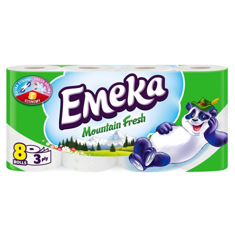 Hartie igienica Emeka, 3 straturi, 8 role, Mountain Fresh
