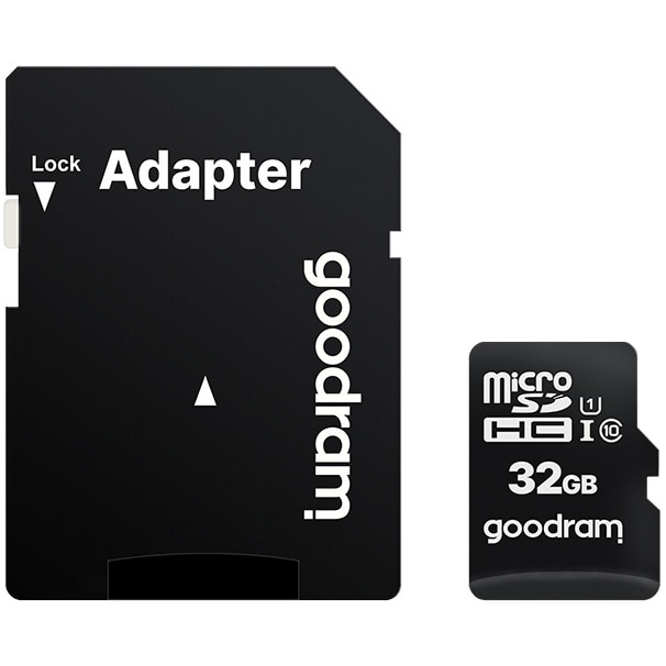 Card de memorie microSDHC Goodram 32GB,UHS I,cls 10 + adaptor, M1AA-0320R12