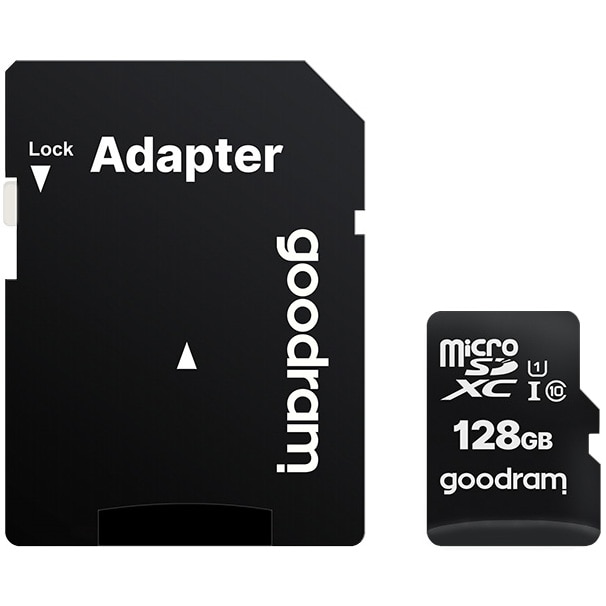 Card de memorie microSDXC Goodram 128GB, UHS I, cls 10 + adaptor, M1AA-1280R12