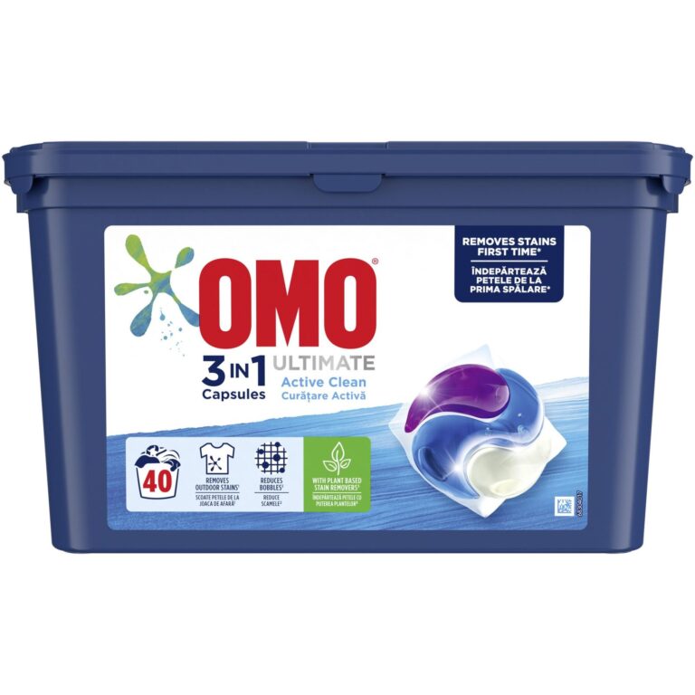 Detergent de rufe capsule Omo 3in1 Active Clean, 40 spalari