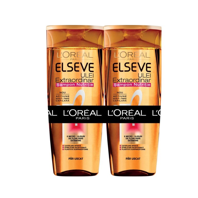 Pachet: 2 x Sampon L'Oreal Paris Elseve Ulei Extraordinar pentru par uscat, 400 ml