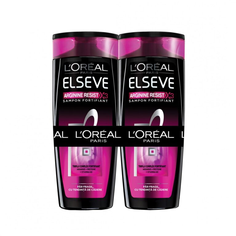Pachet: 2 x Sampon L'Oreal Paris Elseve Arginine Resist x3 pentru par fragil cu tendinta de cadere, 400 ml