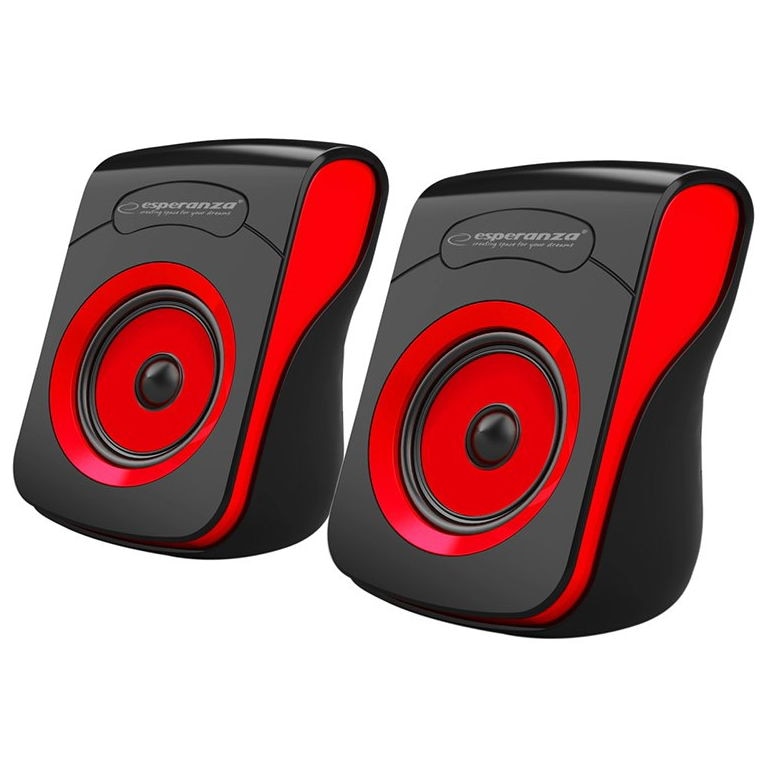 Boxe stereo PC Esperanza, USB 2.0, 2x3W, Rosu/Negru