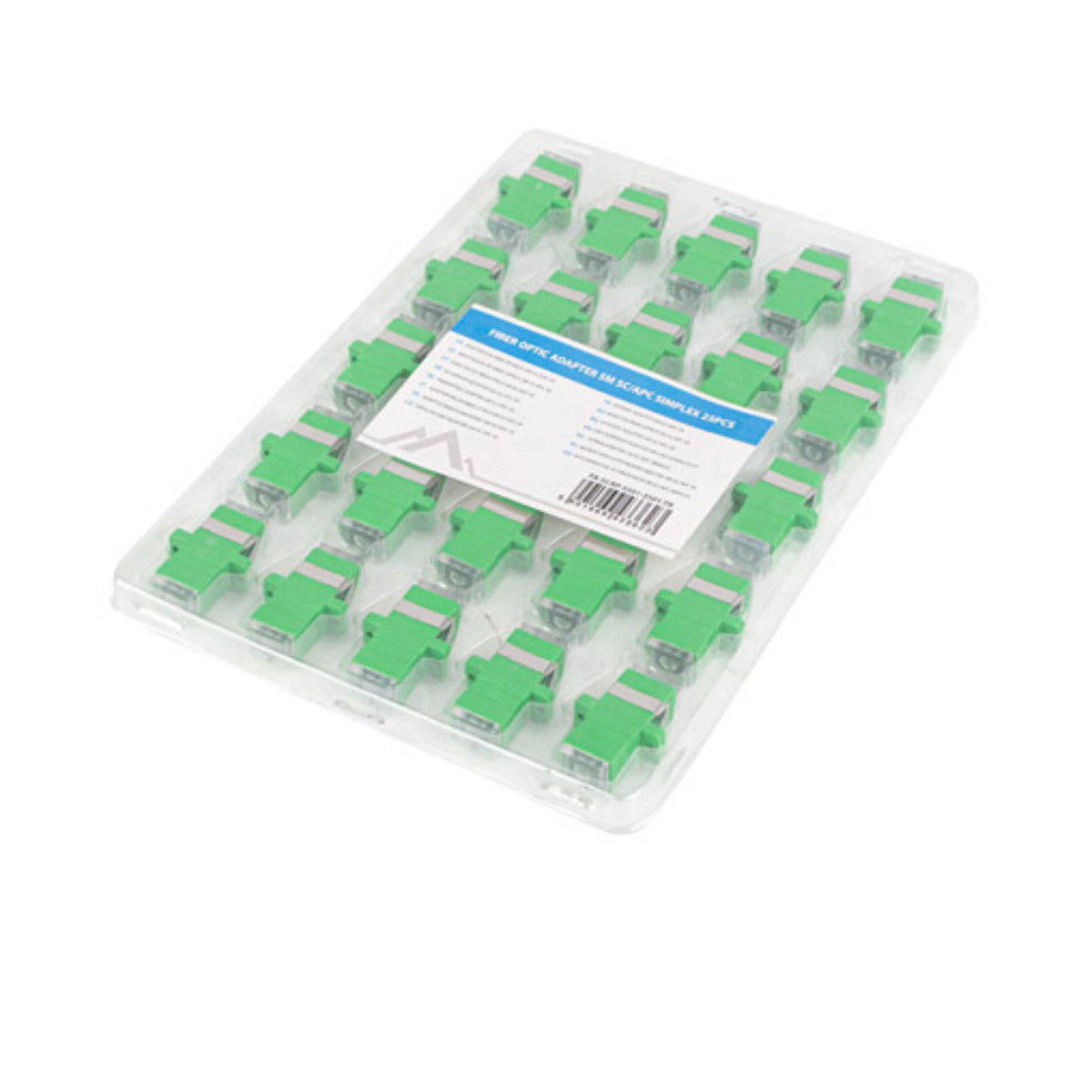 Set 25 adaptoare retea fibra optica cu conectori SC/APC, Lanberg 43362, SM SIMPLEX, cu capace transparente, verzi - Cabluri si accesorii 877bcb10dc994905c699359ca07eb747