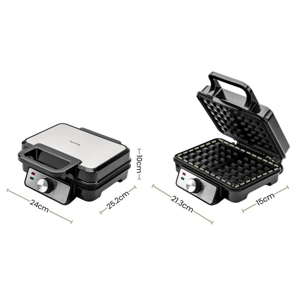 Aparat de vafe Huslog, 1200W, 2 vafe, cu control al temperaturii, suprafata antiaderenta, Maner Cool Touch
