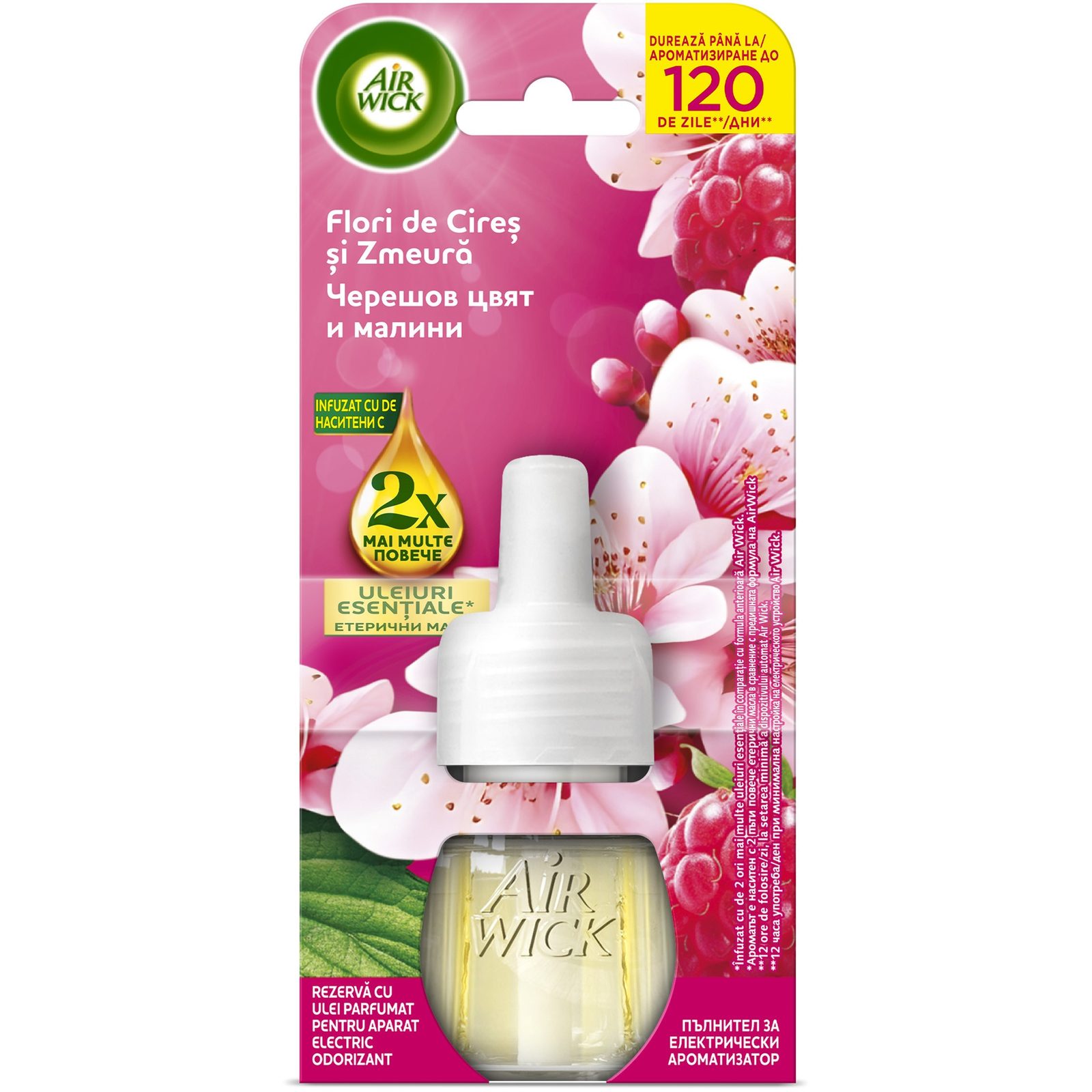 Rezerva odorizant de camera electric Air Wick Flori de Cires si Zmeura, 19ml - Odorizant camera Rezerva odorizant de camera electric Air Wick Flori de Cires si Zmeura, 19ml