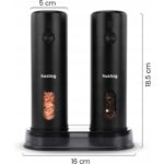 Set de 2 rasnite electrice de condimente pentru sare, piper, chili, ierburi aromatice - Reincarcabila prin USB-C cu LED