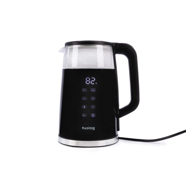 Fierbator electric 1,7L Huslog, 2200W, panou tactil, sticla, negru