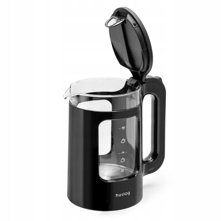 Fierbator electric fara fir Huslog, 2200W, 1,7L, negru, tehnologie Double Wall