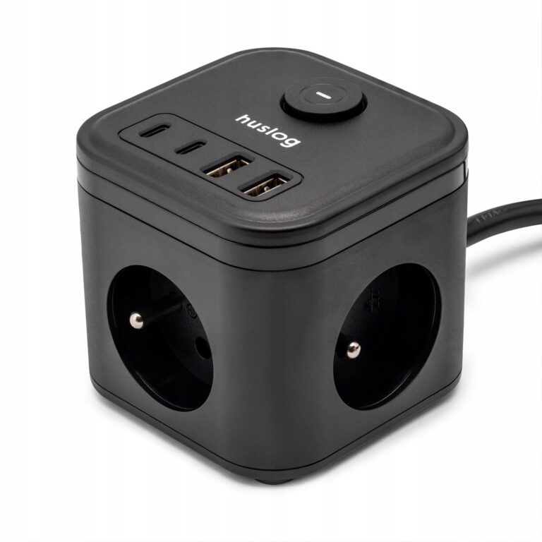 Prelungitor Huslog, 3 prize, 4 USB, 1.4m, negru
