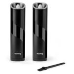Set rasnita de sare si piper Gravity (2 piese), lumina LED, putere de macinare reglabila, 85 ml, negru elegant