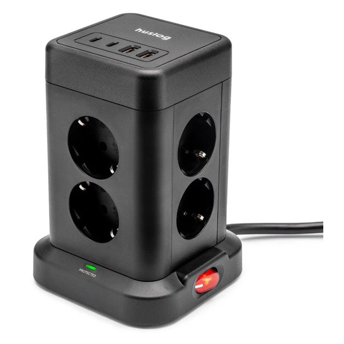 Prelungitor Turn 8 prize, 4 USB, 1.7m, negru