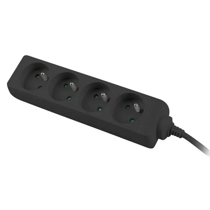Prelungitor pentru UPS, lungime 1 m, 4 prize cu soclu CEE 7/5, Lanberg 41950, IEC 320 C14, 2500 W, negru