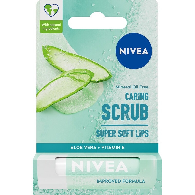 Peeling pentru buze Nivea, Aloe, cu vitamina E, 4.8g - Masti pentru ten si gomaje Peeling pentru buze Nivea, Aloe, cu vitamina E, 4.8g