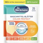 Detergent de rufe Dr. Beckmann, Magic Leaves, 25 spalari, portocala si piersica, servetele, colorate