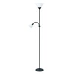 Lampa de podea Platinet PFLF066B, E27 si E14, 180cm, metal si plastic, neagra cu alb Negru