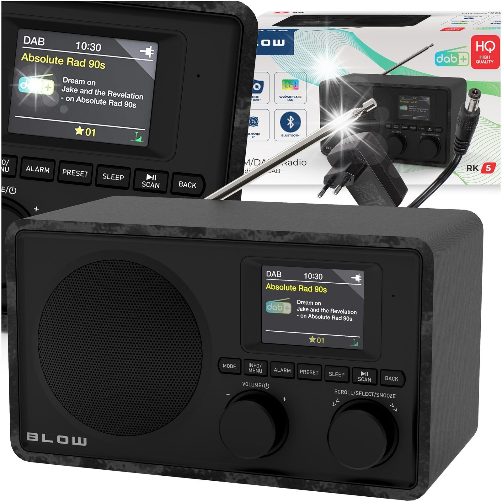 Radio portabil cu ceas Blow, DAB+ FM, Bluetooth, 210x129x121mm, negru - Radio cu ceas & portabile Radio portabil cu ceas Blow, DAB+ FM, Bluetooth, 210x129x121mm, negru