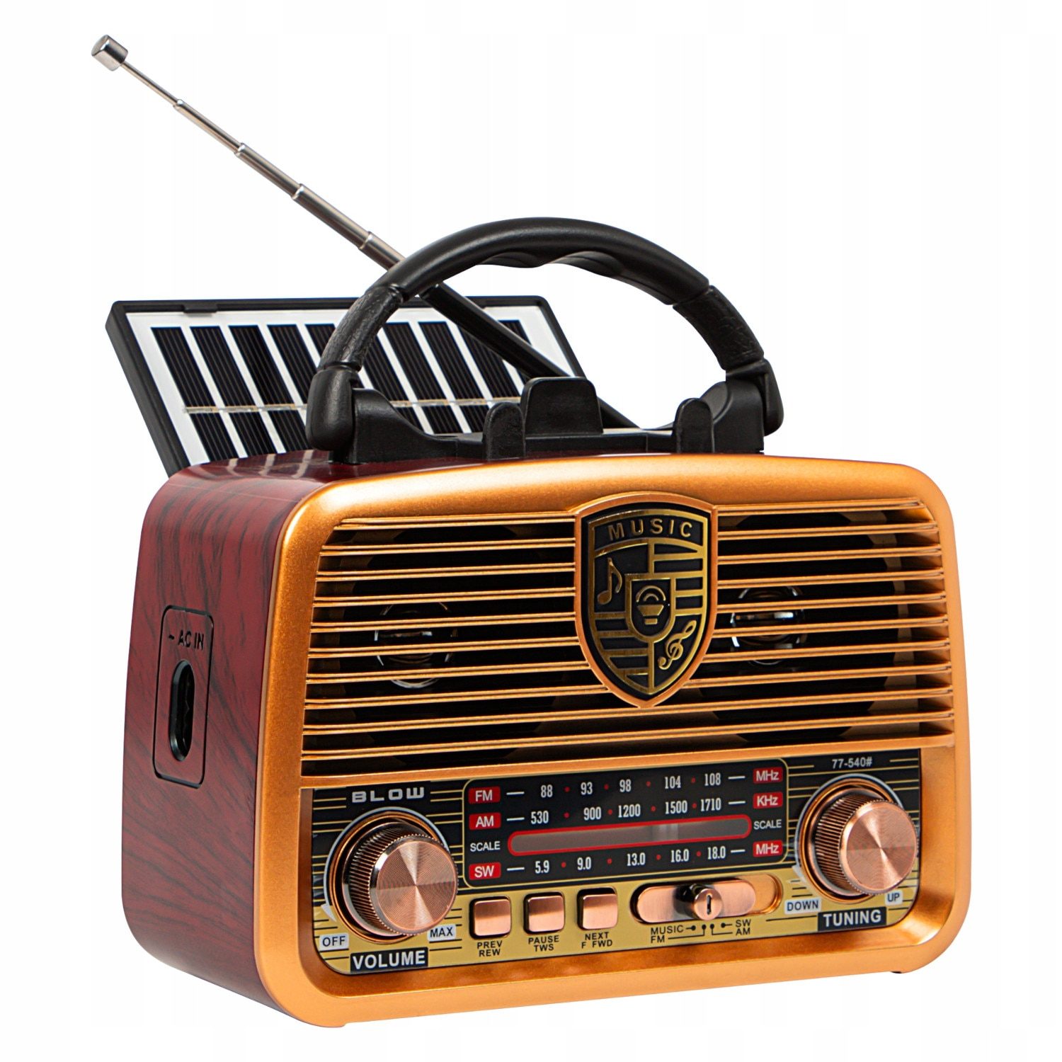 Radio portabil analogic AM/FM Blow RA10, solar, maro - Radio cu ceas & portabile Radio portabil analogic AM/FM Blow RA10, solar, maro
