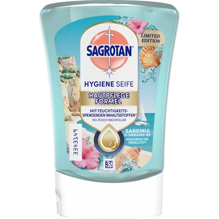 Rezerva sapun lichid antibacterian Sagrotan No Touch Sardinia Dreams, parfum de briza marina si hibiscus