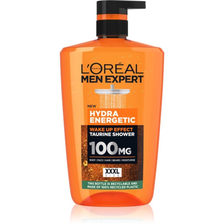 Gel de dus 5 in 1 L'Oréal Paris Men Expert Hydra Energetic XXXL 1L, Gel de dus zilnic, pentru curatarea corpului, fetei