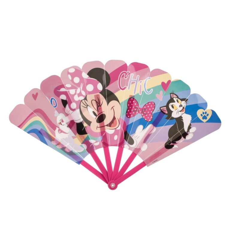 Evantai pentru copii Minnie, roz, 24 cm, pliabil, usor, ideal pentru vara, serbari si petreceri tematice