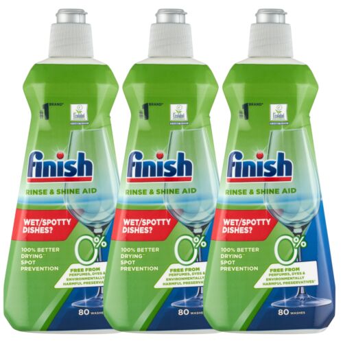 Pachet 3 x Solutie de Clatire pentru Masina de Spalat Vase Finish Formula 0%, 400 ml