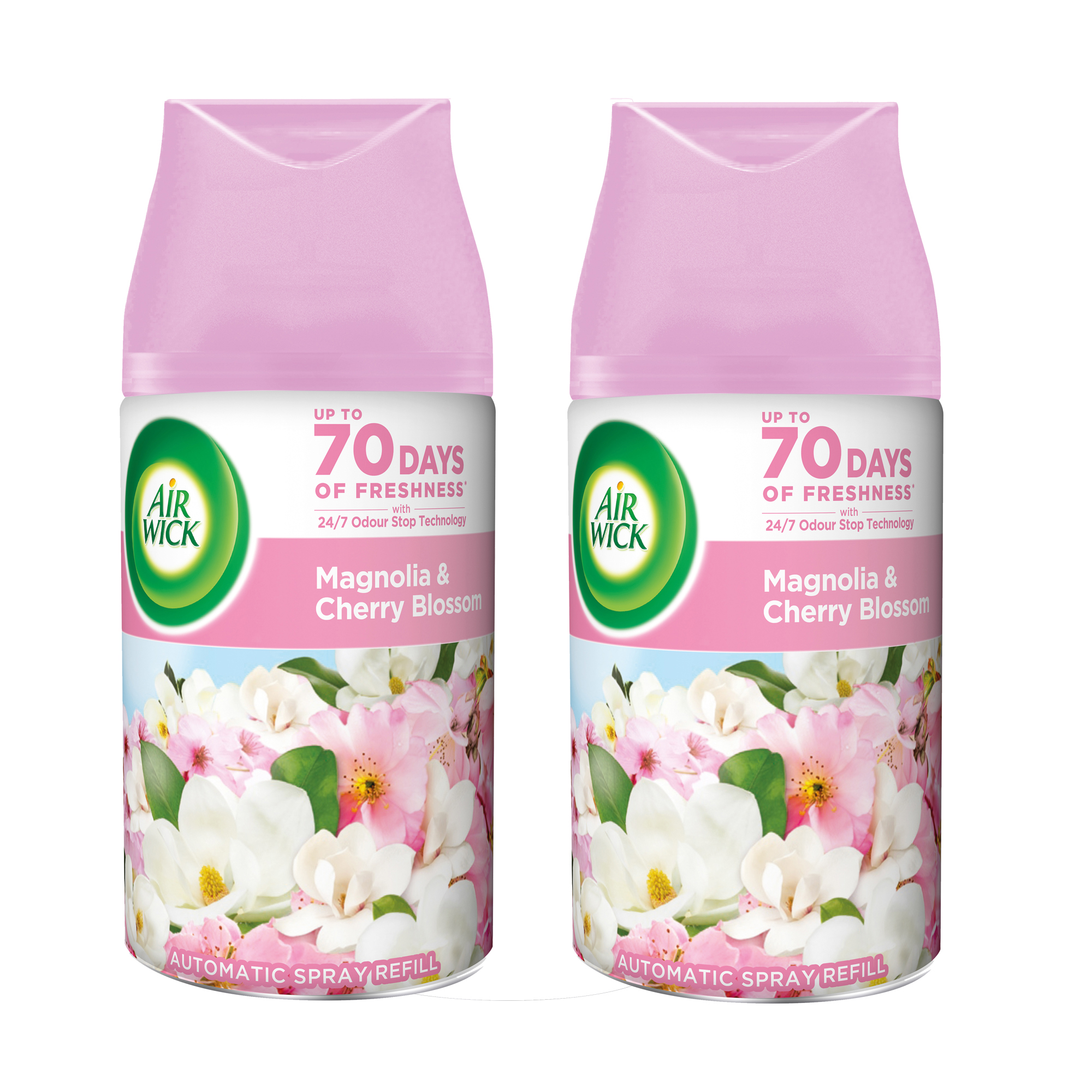 Set rezerve odorizant Freshmatic, Air Wick, Magnolie si floare de cires, 2 x 250 ml - Odorizant camera 548ea9cd5bce104736d169d5b3cad116