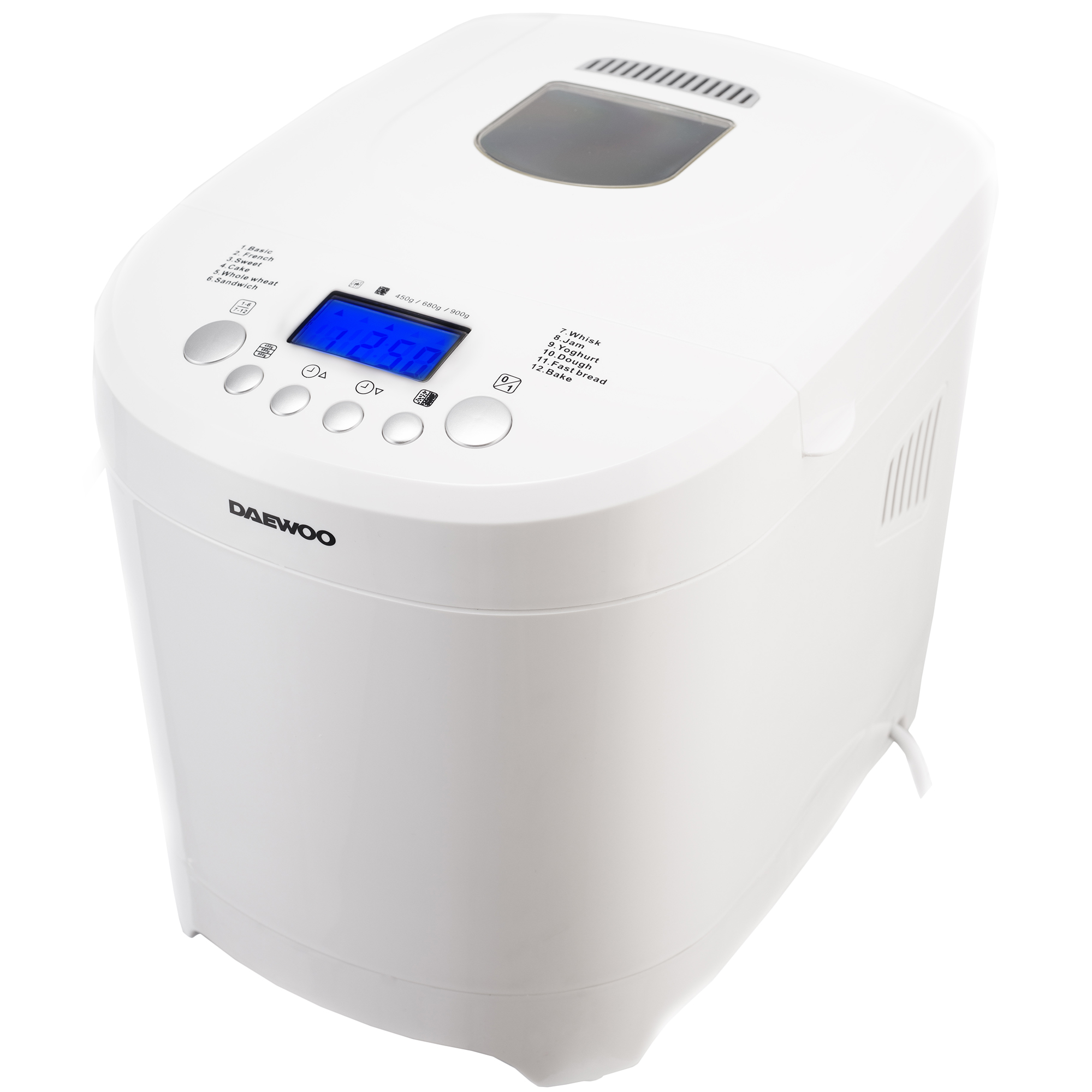 Masina de paine Daewoo DBM600W, 600 W, 900 g, 2 nivele de rumenire, 12 programe, Timer, Alb - Masini de paine abc73291dda86095d8ab74935856b222