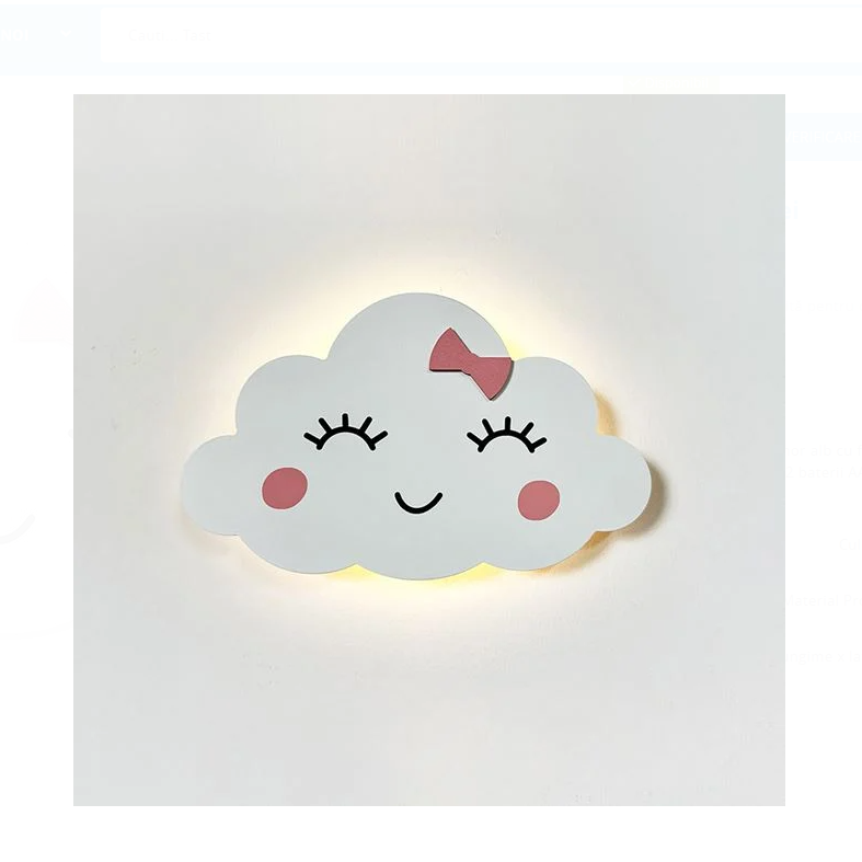 Lampa de veghe nor alb cu fundita roz, LED, 22x13.5cm - Lampi de veghe copii 8c503b69b0b272c62918e60da4f111a0