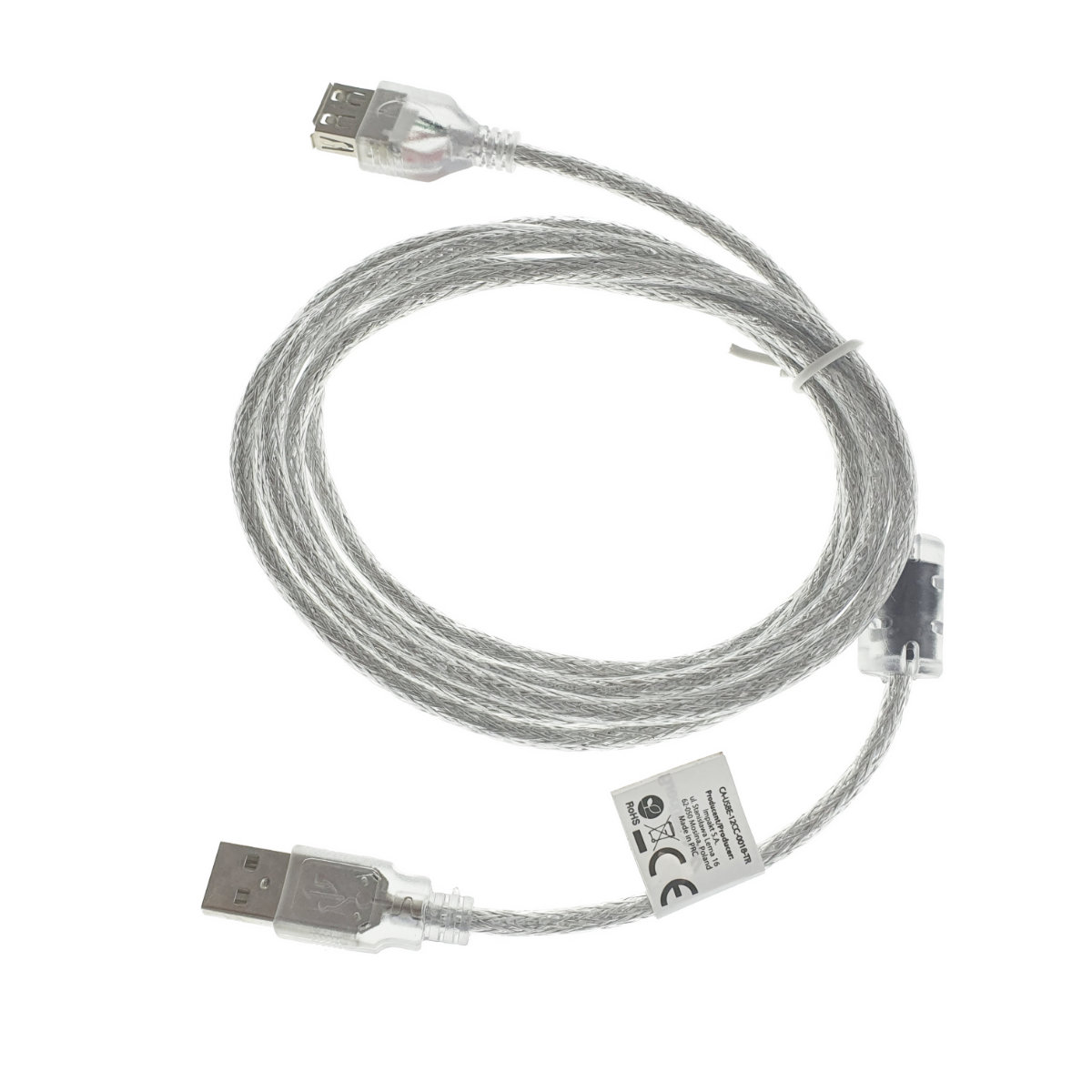 Cablu prelungitor USB 2.0 tata la USB 2.0 mama, Lanberg 41378, cu ferita, lungime 180 cm, transparent - Cabluri si adaptoare 6af4424b1da1d01e660627ad1381c134