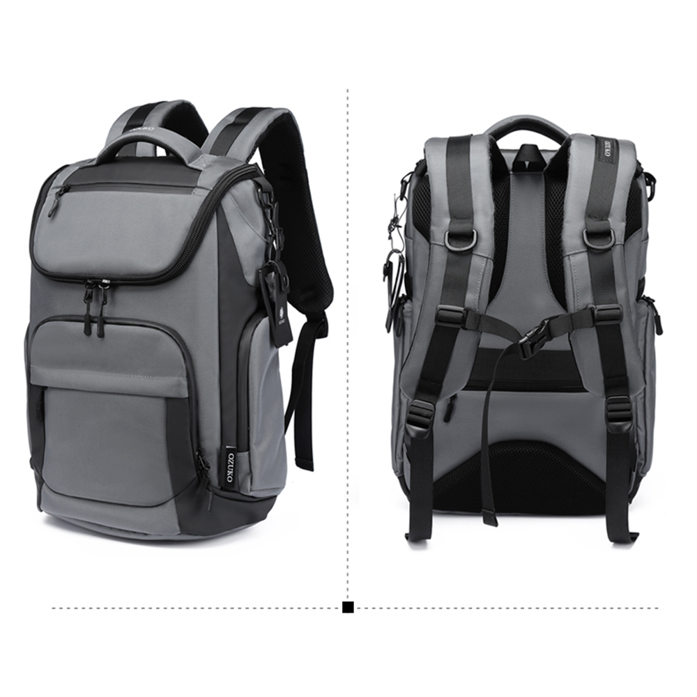 Rucsac unisex, rezistent la apa, compartiment laptop 15,6 inch, multifunctional, OZUKO OZ9409GY Gri - Genti laptop 10abd76e1f6d731ad6545fe13d7495e3