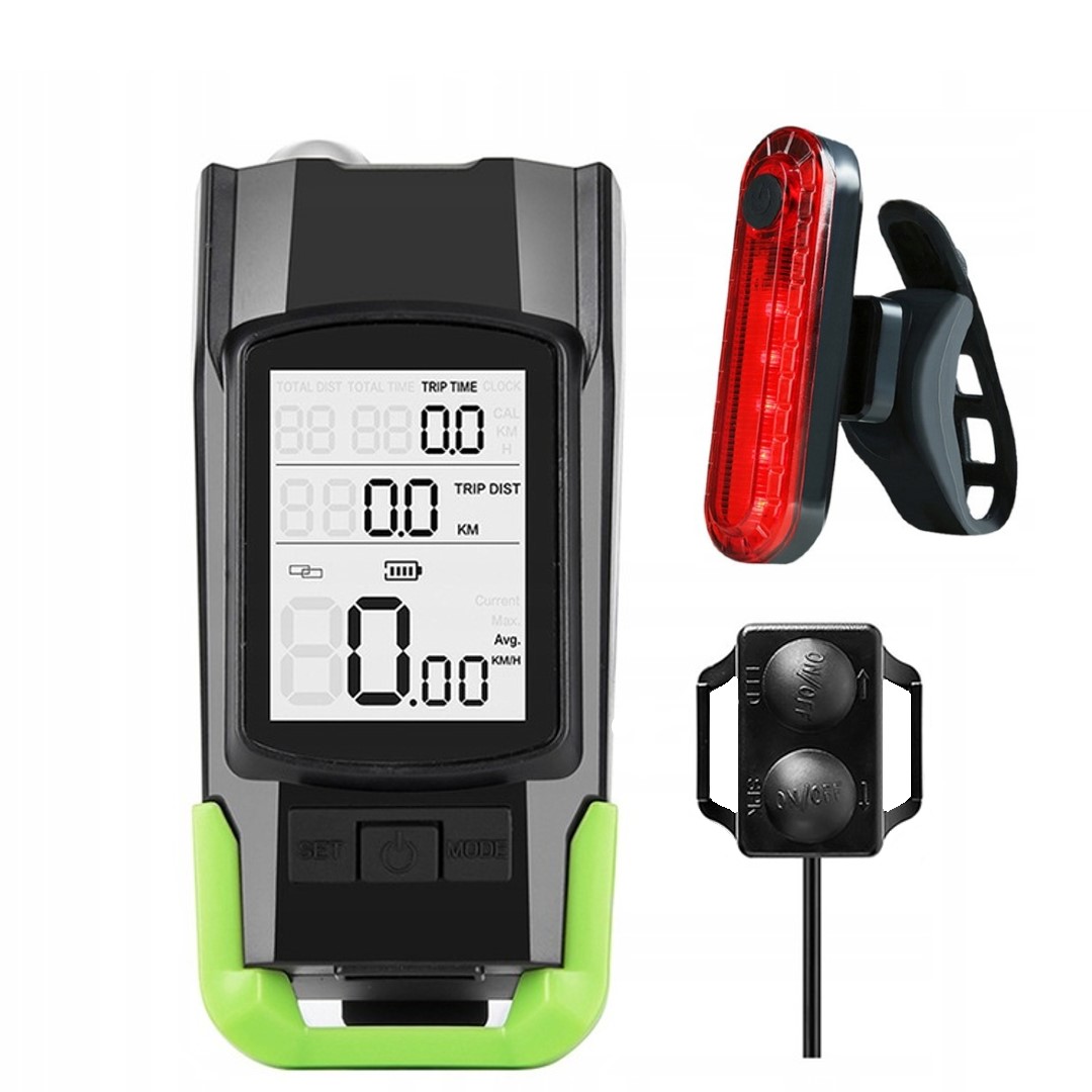 Far bicicleta cu ciclocomputer fara fir Renew Force, Lampa spate, Claxon, Acumulator 4000 mAh, Incarcare USB, Ecran LCD - Lumini bicicleta b3fdde9088554685e3a78877621c3800